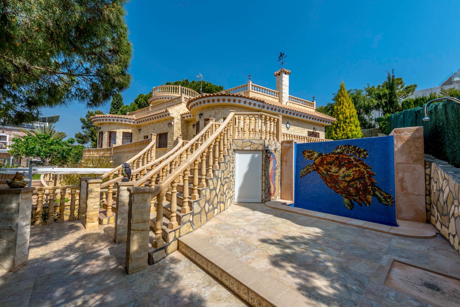 Pool area in villa for sale in Orihuela Costa