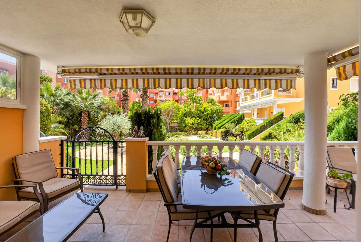 Pool area in apartment for sale in Cabo Roig