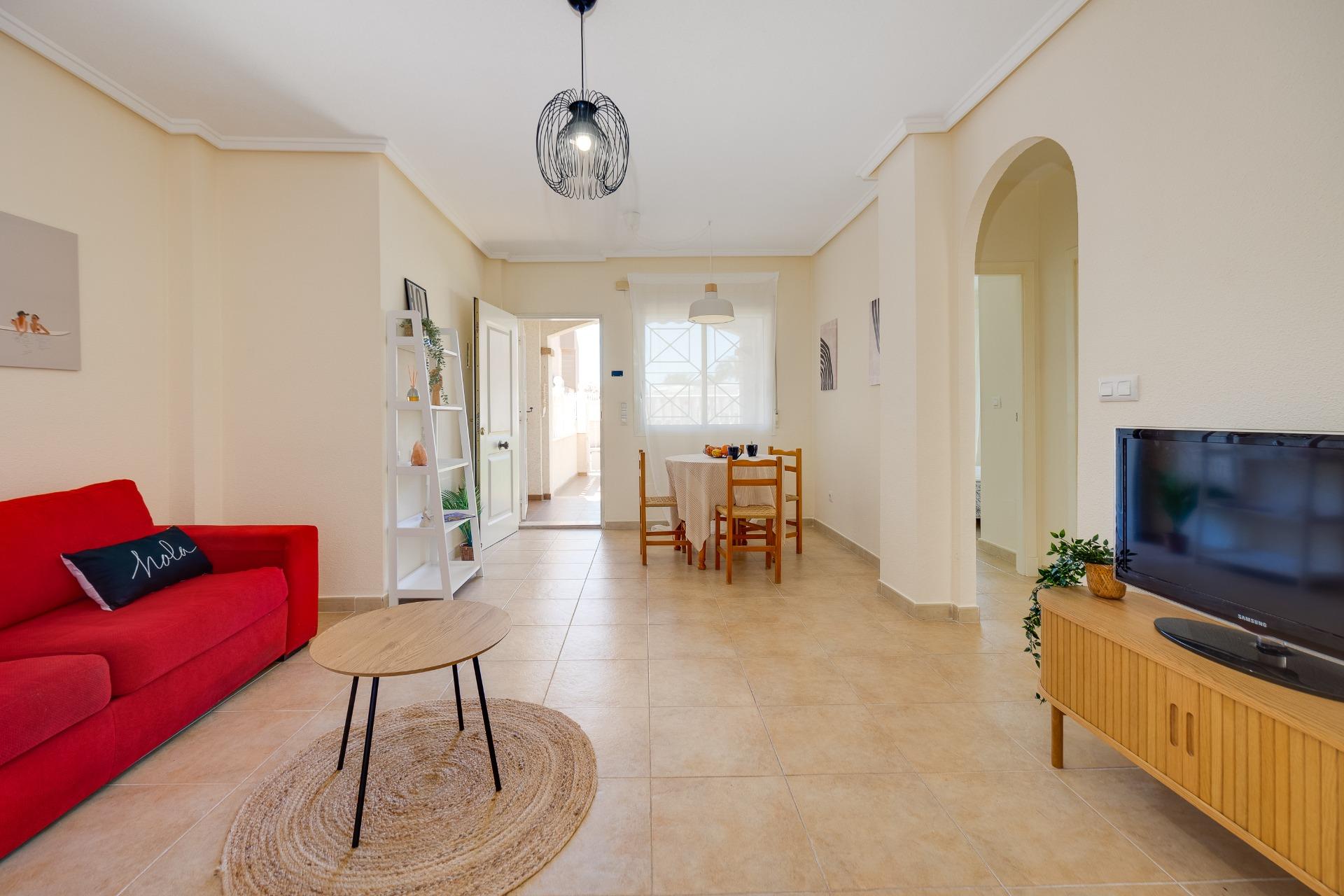 Pool area in bungalow for sale in Torrevieja