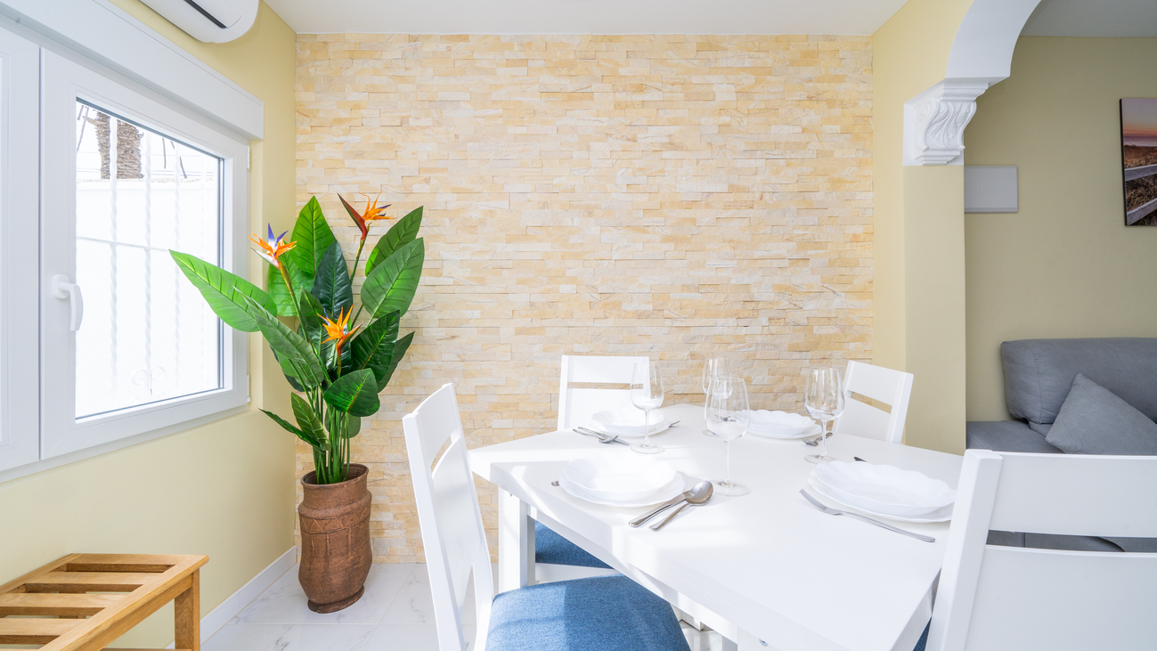 Pool area in bungalow for sale in Torrevieja