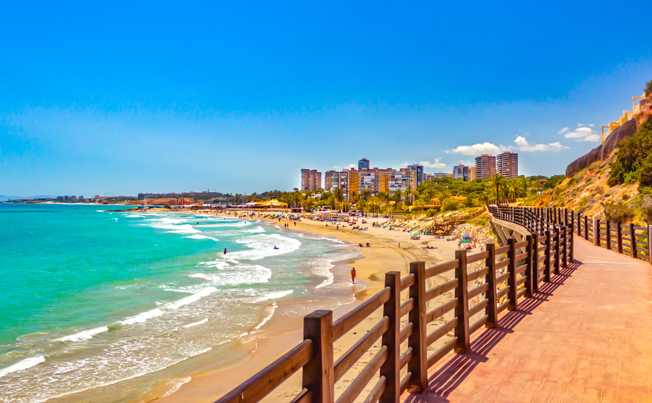 Pool area in apartment for sale in Cabo Roig