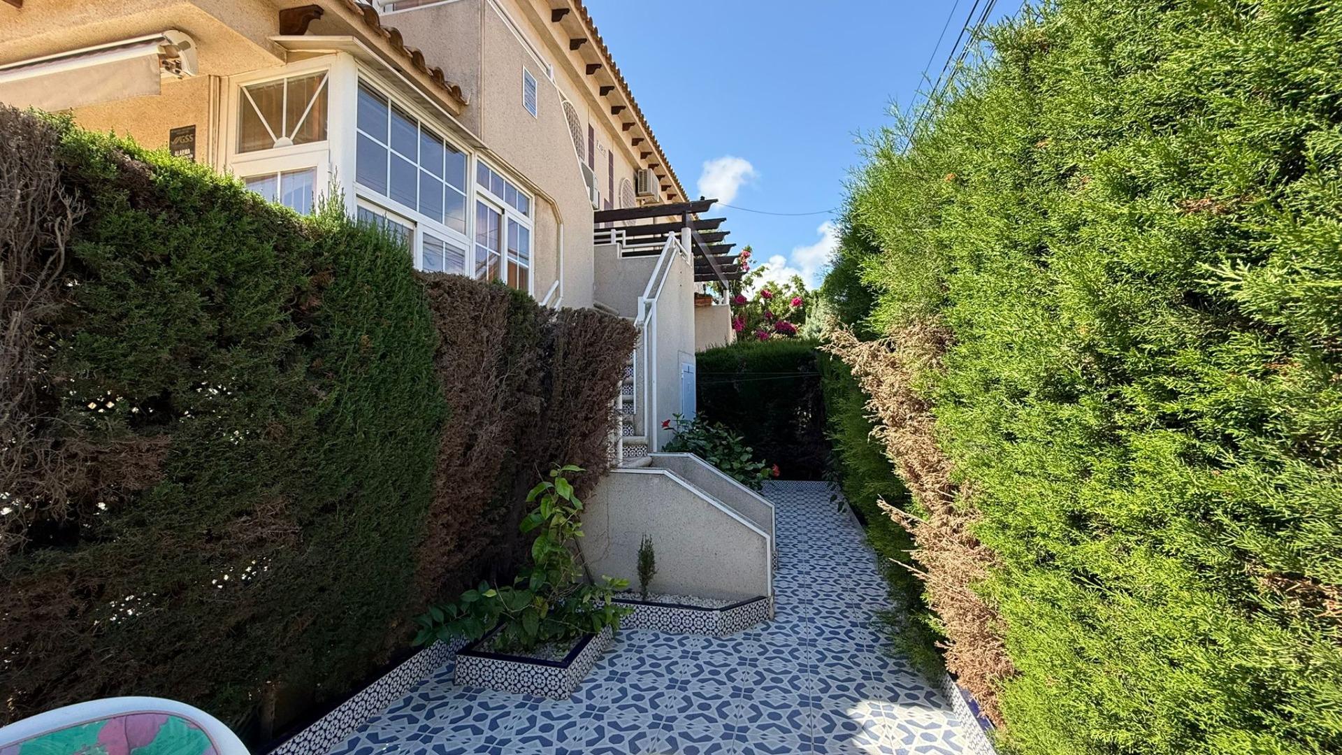 Pool area in bungalow for sale in Torrevieja