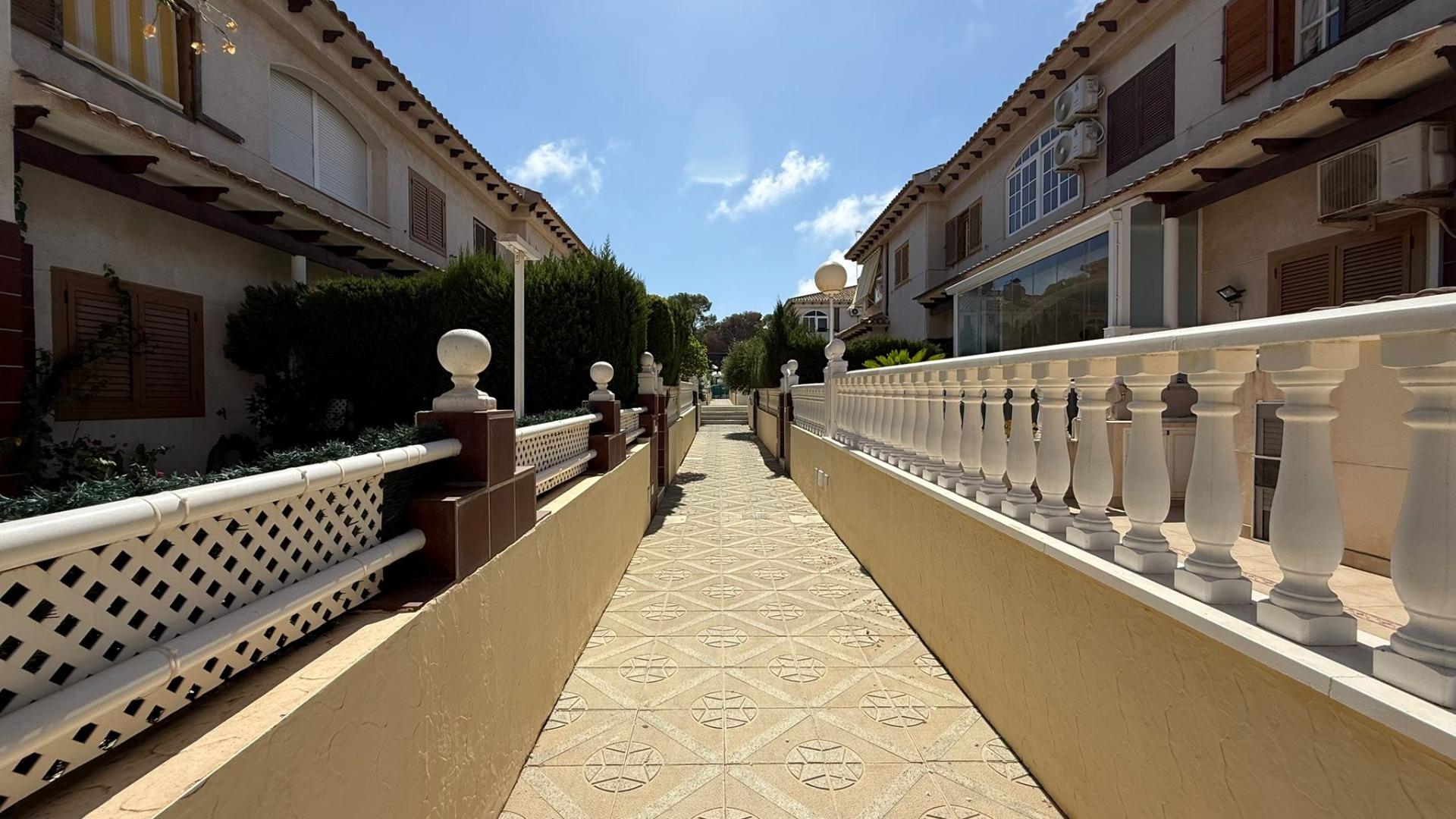 Pool area in bungalow for sale in Torrevieja