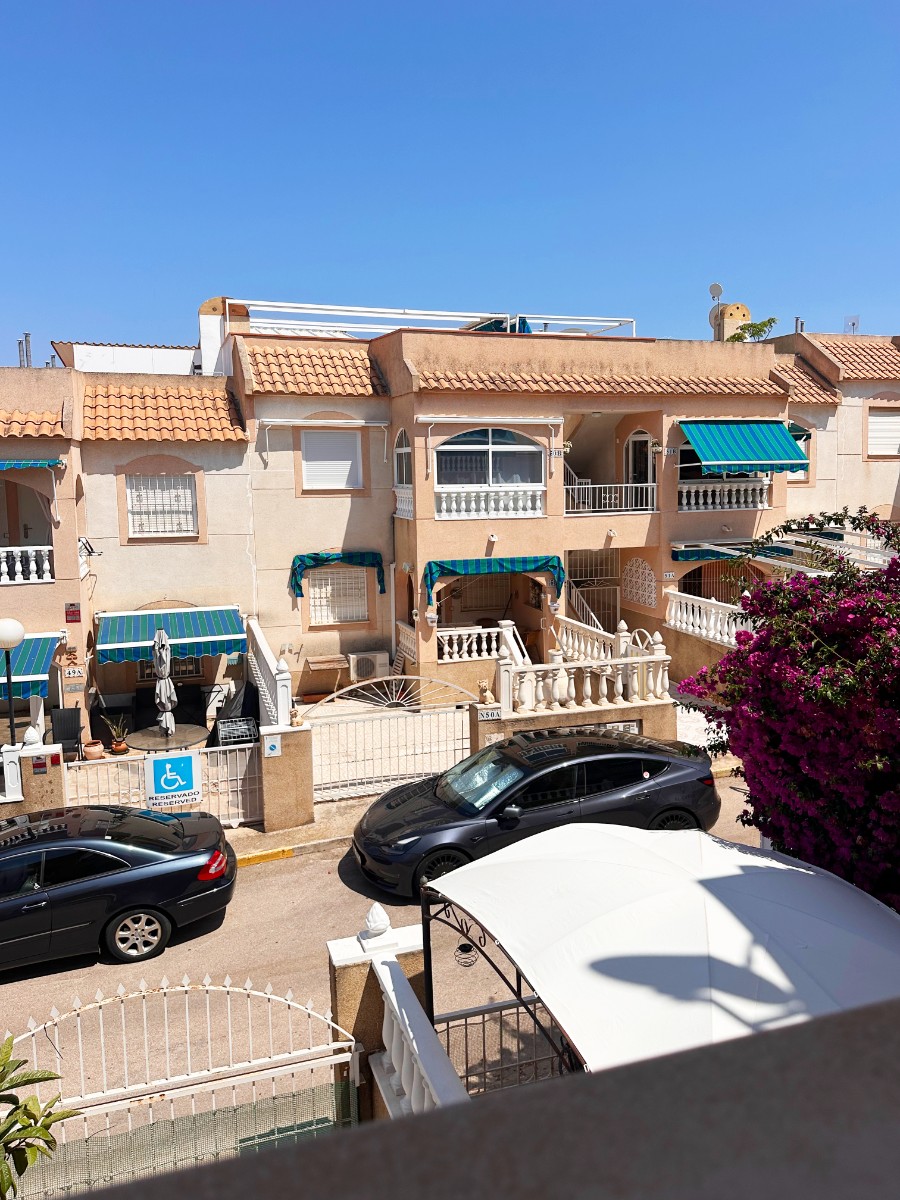 Pool area in bungalow for sale in Torrevieja