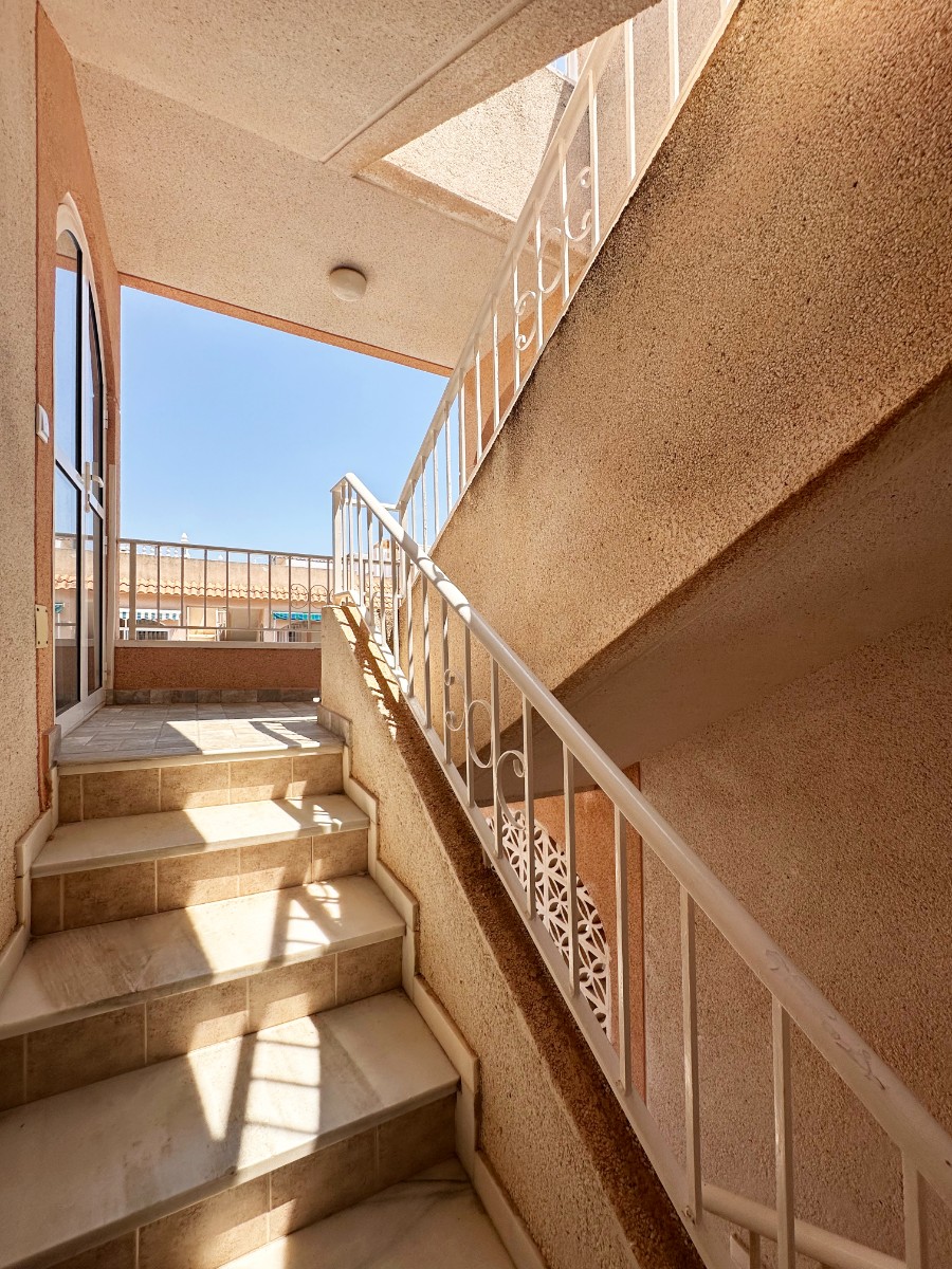 Pool area in bungalow for sale in Torrevieja