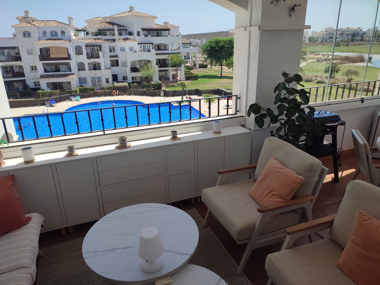 Terrace in apartment for sale in Hacienda Riquelme Golf Resort
