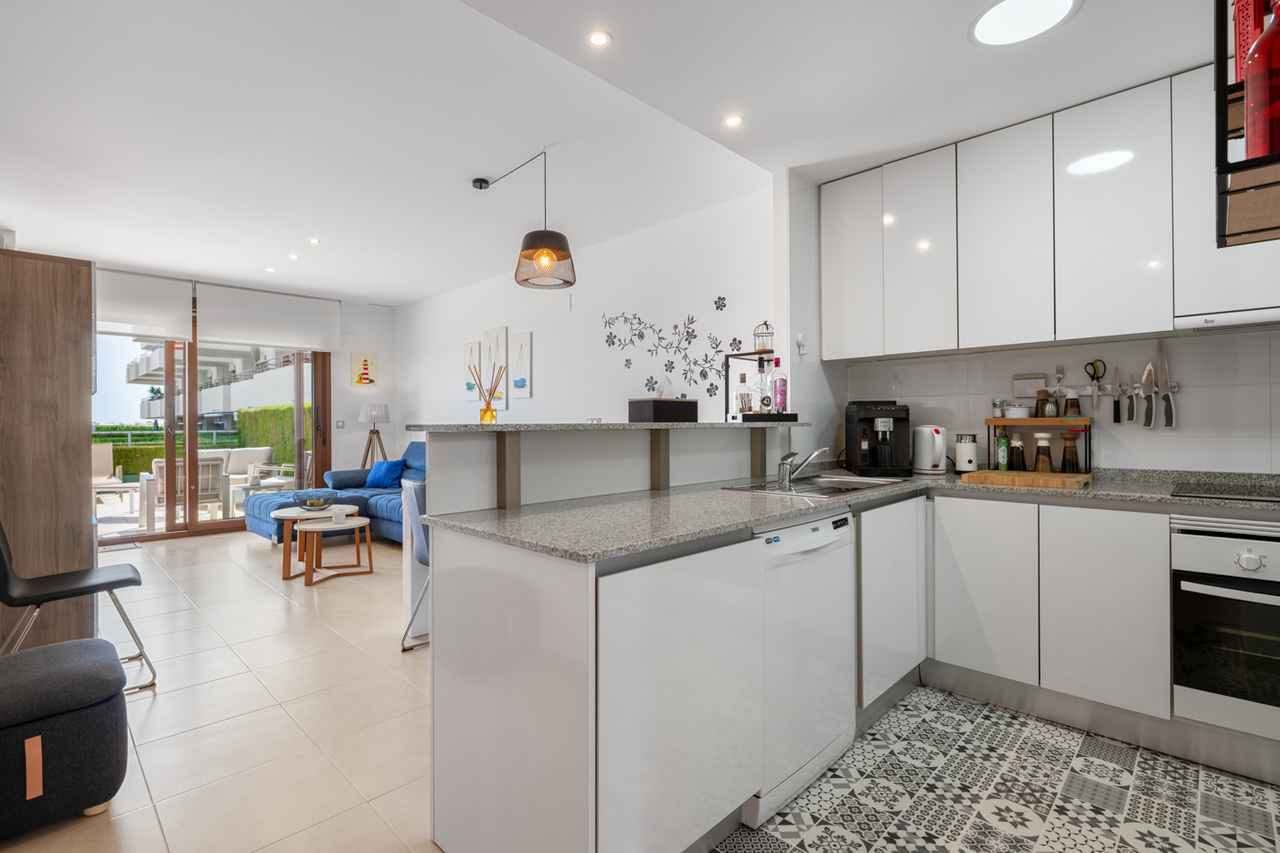 Pool area in apartment for sale in Cabo Roig
