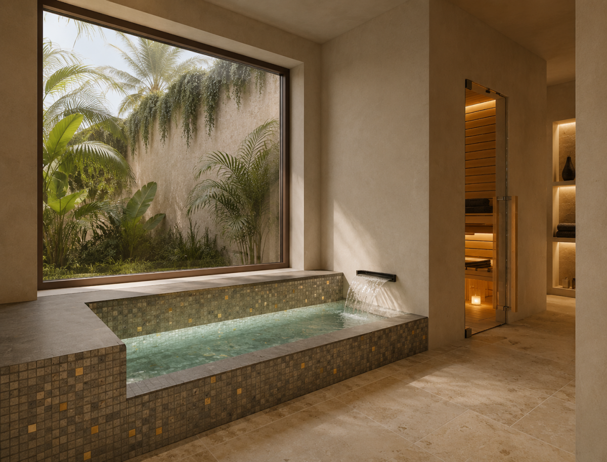 Pool area in villa for sale in javea